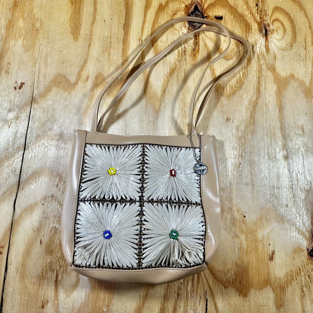 Vintage Carryland Floral Raffia Shoulder Bag